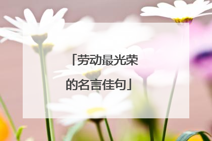 劳动最光荣的名言佳句