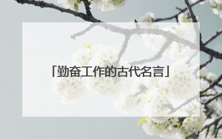 勤奋工作的古代名言