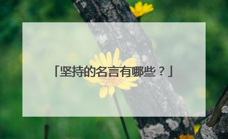坚持的名言有哪些?