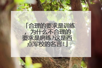 合理的要求是训练, 为什么不合理的要求是磨练?这是西点军校的名言!