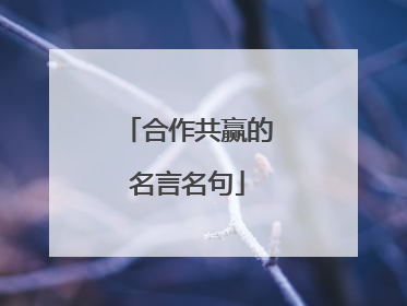 合作共赢的名言名句