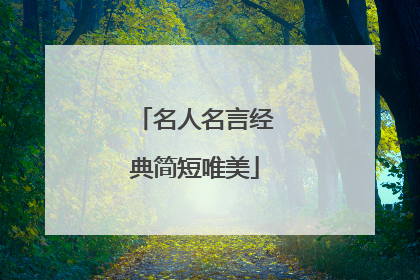 名人名言经典简短唯美