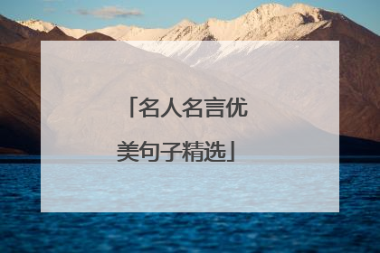 名人名言优美句子精选