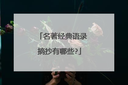 名著经典语录摘抄有哪些?