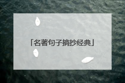 名著句子摘抄经典