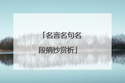 名言名句名段摘抄赏析