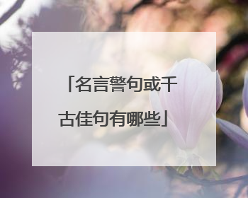 名言警句或千古佳句有哪些