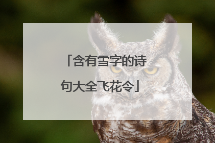 含有雪字的诗句大全飞花令