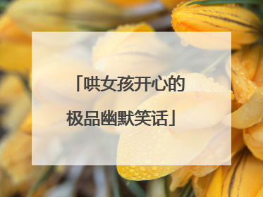 哄女孩开心的极品幽默笑话
