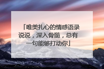 唯美扎心的情感语录说说,深入骨髓,总有一句能够打动你