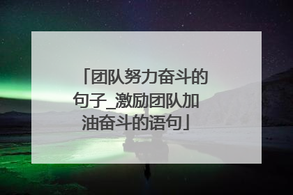 团队努力奋斗的句子_激励团队加油奋斗的语句