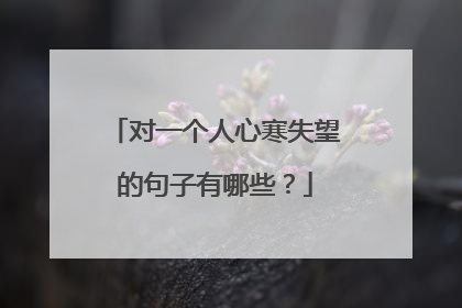 对一个人心寒失望的句子有哪些?