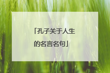 孔子关于人生的名言名句