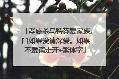 孝感杀马特葬爱家族。[]如果爱请深爱。如果不爱请走开+繁体字