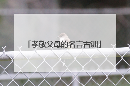 孝敬父母的名言古训