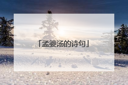 孟婆汤的诗句