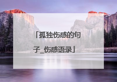 孤独伤感的句子_伤感语录