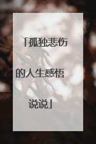 孤独悲伤的人生感悟说说
