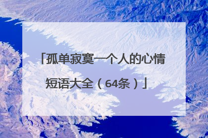 孤单寂寞一个人的心情短语大全(64条)