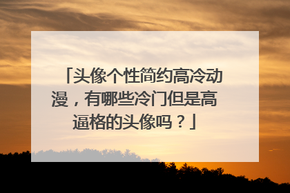 头像个性简约高冷动漫,有哪些冷门但是高逼格的头像吗?