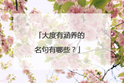 大度有涵养的名句有哪些?