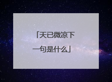 天已微凉下一句是什么