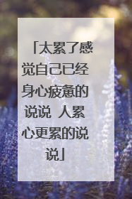 太累了感觉自己已经身心疲惫的说说 人累心更累的说说