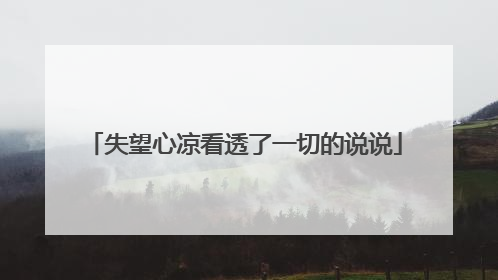 失望心凉看透了一切的说说