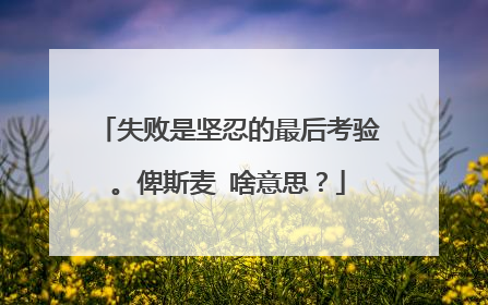 失败是坚忍的最后考验。俾斯麦 啥意思?