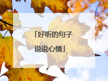 好听的句子说说心情