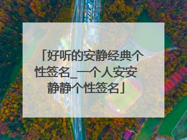 好听的安静经典个性签名_一个人安安静静个性签名