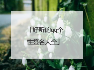 好听的qq个性签名大全
