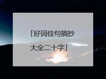 好词佳句摘抄大全二十字