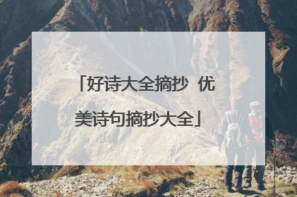 好诗大全摘抄 优美诗句摘抄大全