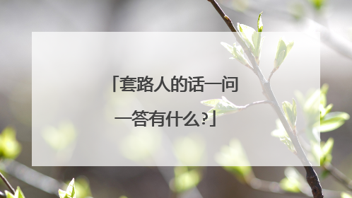 套路人的话一问一答有什么?
