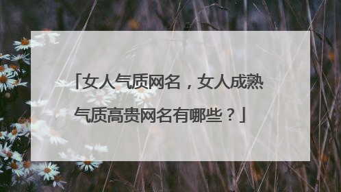 女人气质网名,女人成熟气质高贵网名有哪些?