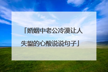 婚姻中老公冷漠让人失望的心酸说说句子