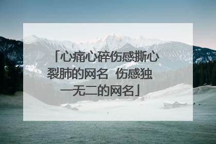 心痛心碎伤感撕心裂肺的网名 伤感独一无二的网名