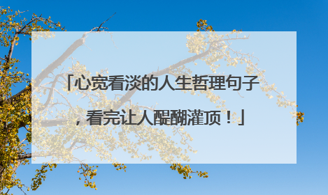 心宽看淡的人生哲理句子,看完让人醍醐灌顶!