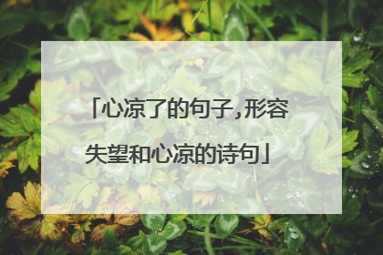 心凉了的句子,形容失望和心凉的诗句
