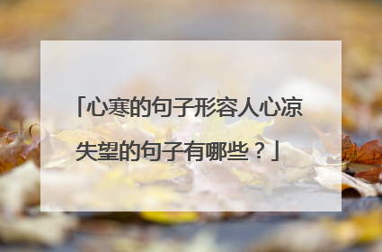 心寒的句子形容人心凉失望的句子有哪些?