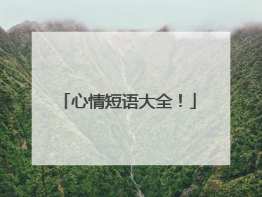 心情短语大全！