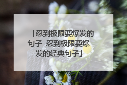 忍到极限要爆发的句子 忍到极限要爆发的经典句子