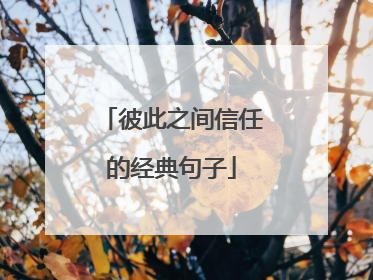 彼此之间信任的经典句子