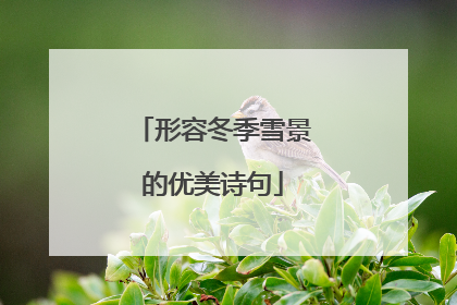 形容冬季雪景的优美诗句