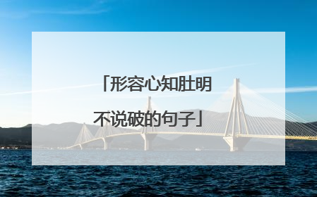 形容心知肚明不说破的句子