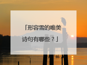 形容雪的唯美诗句有哪些?