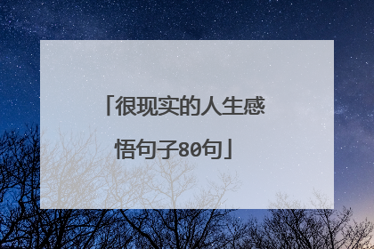 很现实的人生感悟句子80句