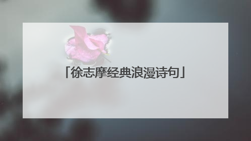 徐志摩经典浪漫诗句