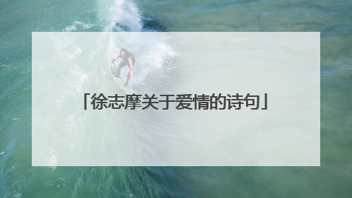 徐志摩关于爱情的诗句